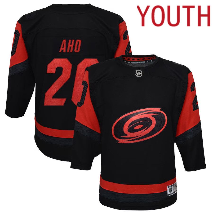 Youth Carolina Hurricanes #20 Sebastian Aho Black 2023 NHL Stadium Series Player Jersey